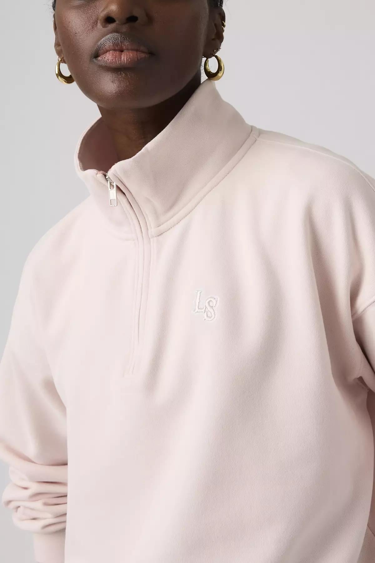 Levi's Kadın Dik Yaka Fermuarlı Pembe Sweatshirt - 005GS-0004 - Levi's - 005GS-0004