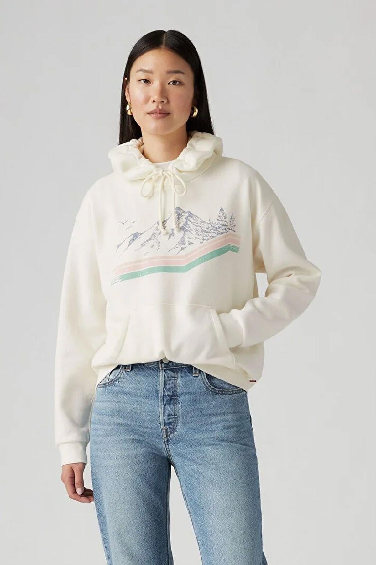 Levi's Kadın Kapüşonlu Mountain Cepli Hoodie Sweatshirt - 001u6-0000 - Levi's - 001U6-0000