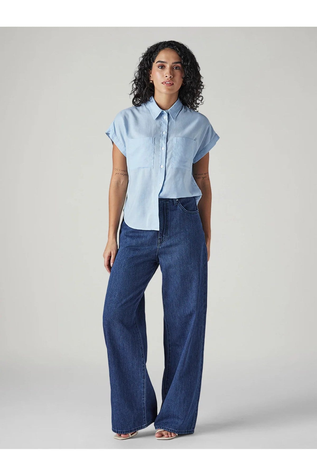 Levi's Kadın Mavi Bol Kesim Yüksek Bel Baggy Fit Cinch Jeans Pantolon 004DM-0016 - Levi's - 004DM-0016