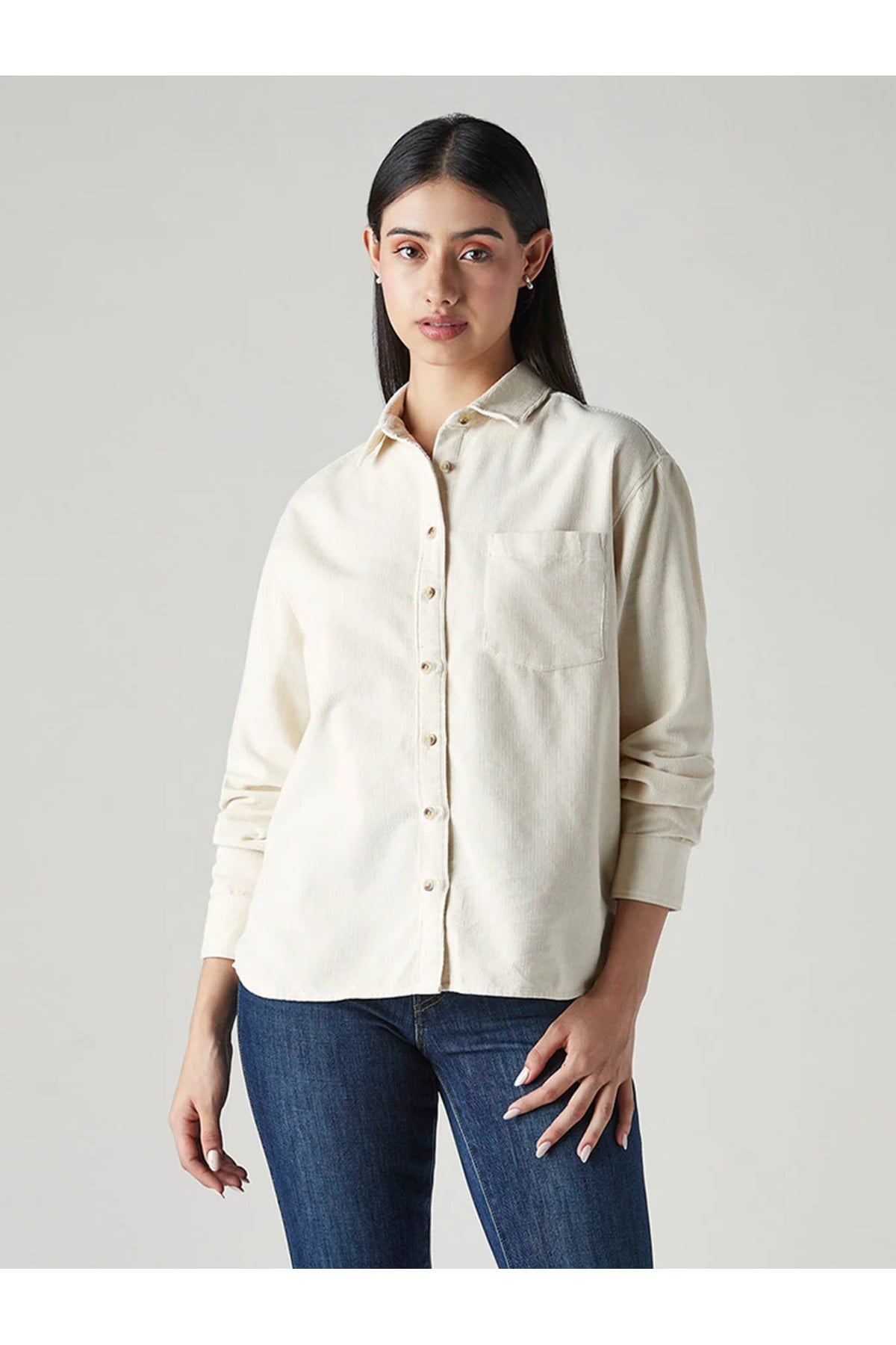 Levi's Kadın Rahat Kesimli Krem Kadife Gömlek 006C1-0021 - Levi's - 006C1-0021