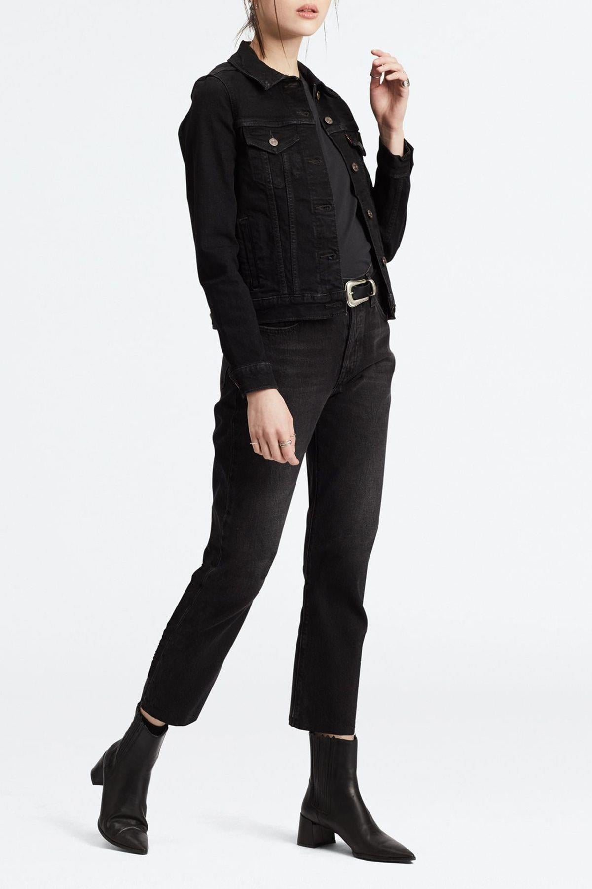 Levi's Kadın Siyah Crop Yüksek Bel Pamuklu 501 Jean Kot Pantolon - 36200-0085 - Levi's - 36200-0085