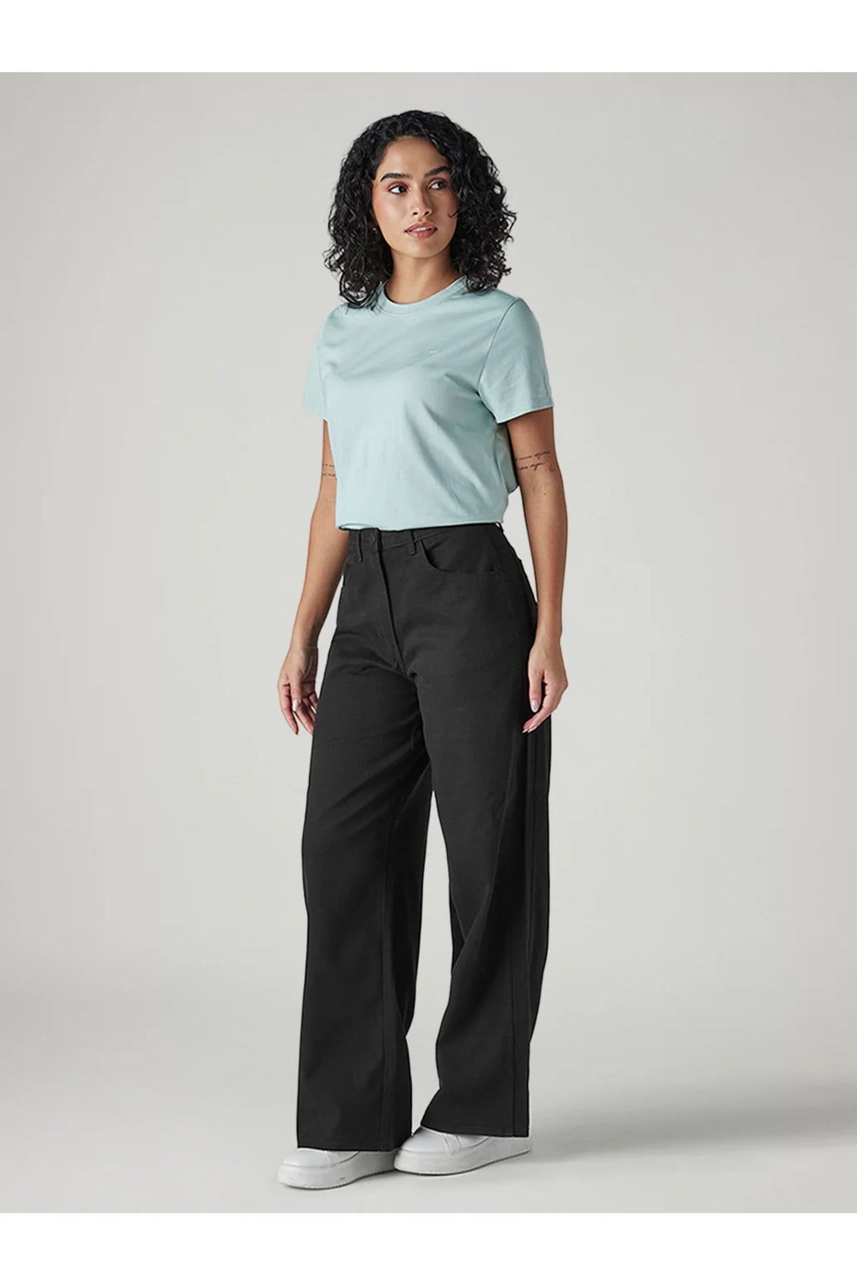 Levi's Kadın Yüksek Bel Geniş Paçalı Cinched Siyah Kot Pantolon-008WA-0004 - Levi's - 008WA-0004