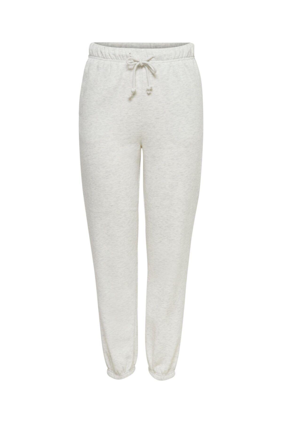 Only Comfy Kadın Lastikli Paça Pamuklu Eşofman Altı- 15236619-Oatmeal - Only - 15236619-Oatmeal