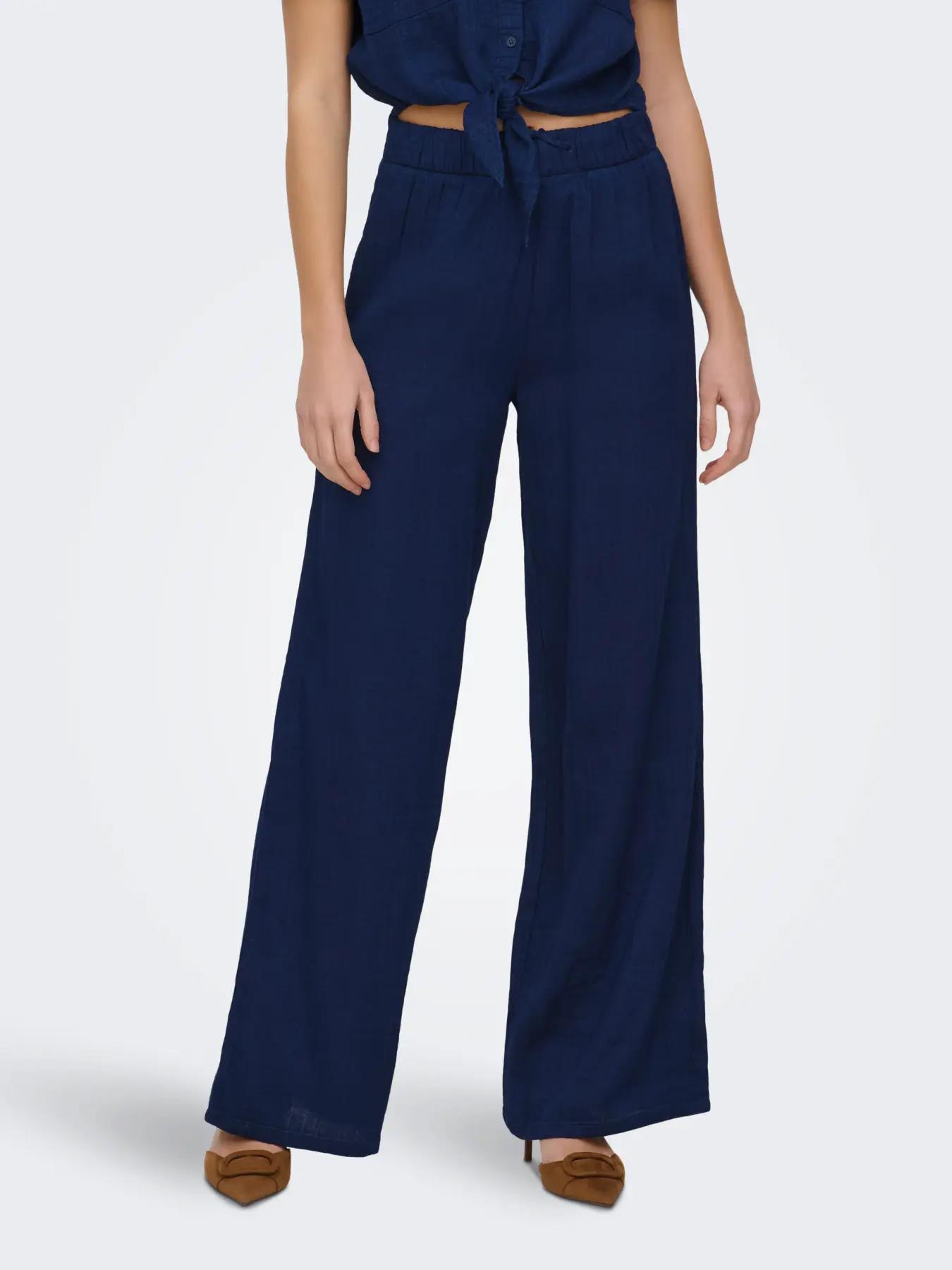 Only Kadın Belden Lastikli Lacivert Pantolon - 15367285 - Only - 15367285