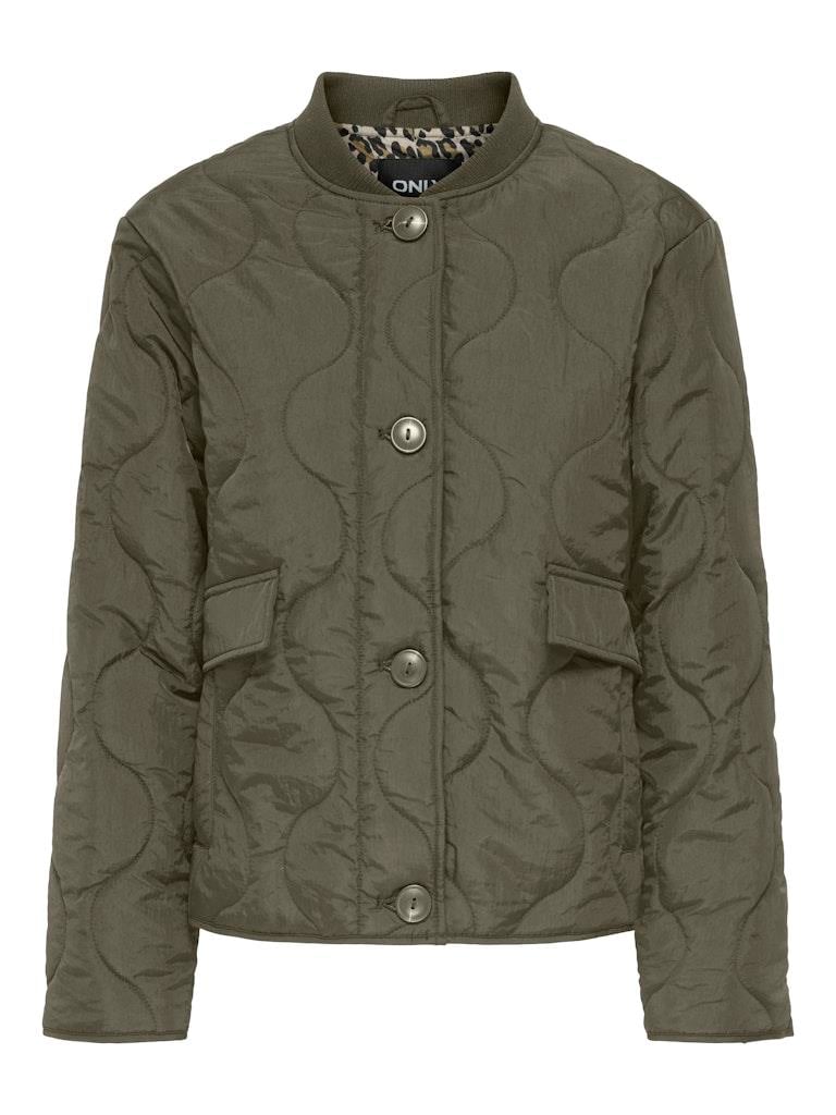 Only Kadın İçi Leopar Astarlı Haki Kapitone Ceket - 15357514 - Only - 15357514-H
