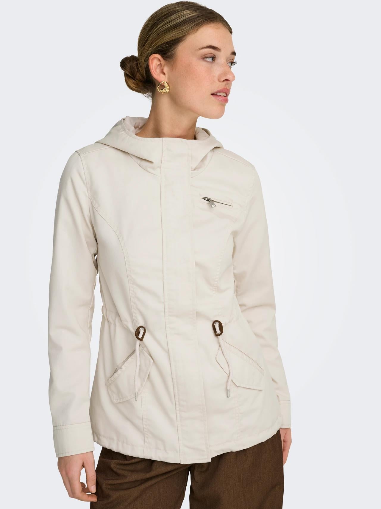 Only Kadın Kapüşonlu Canvas Parka Bej Ceket - 15319876 - Only - 15319876