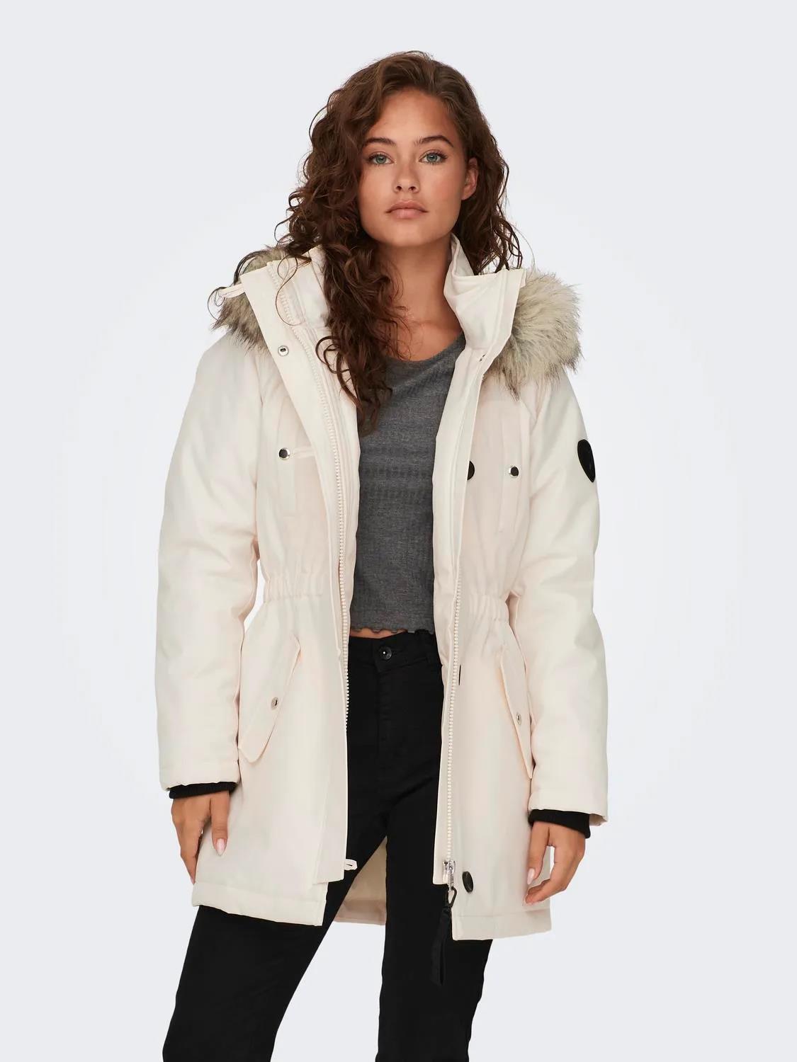 Only Kadın Kapüşonlu Ekru Parka Mont - 15304625 - Only - 15304625-Cloud