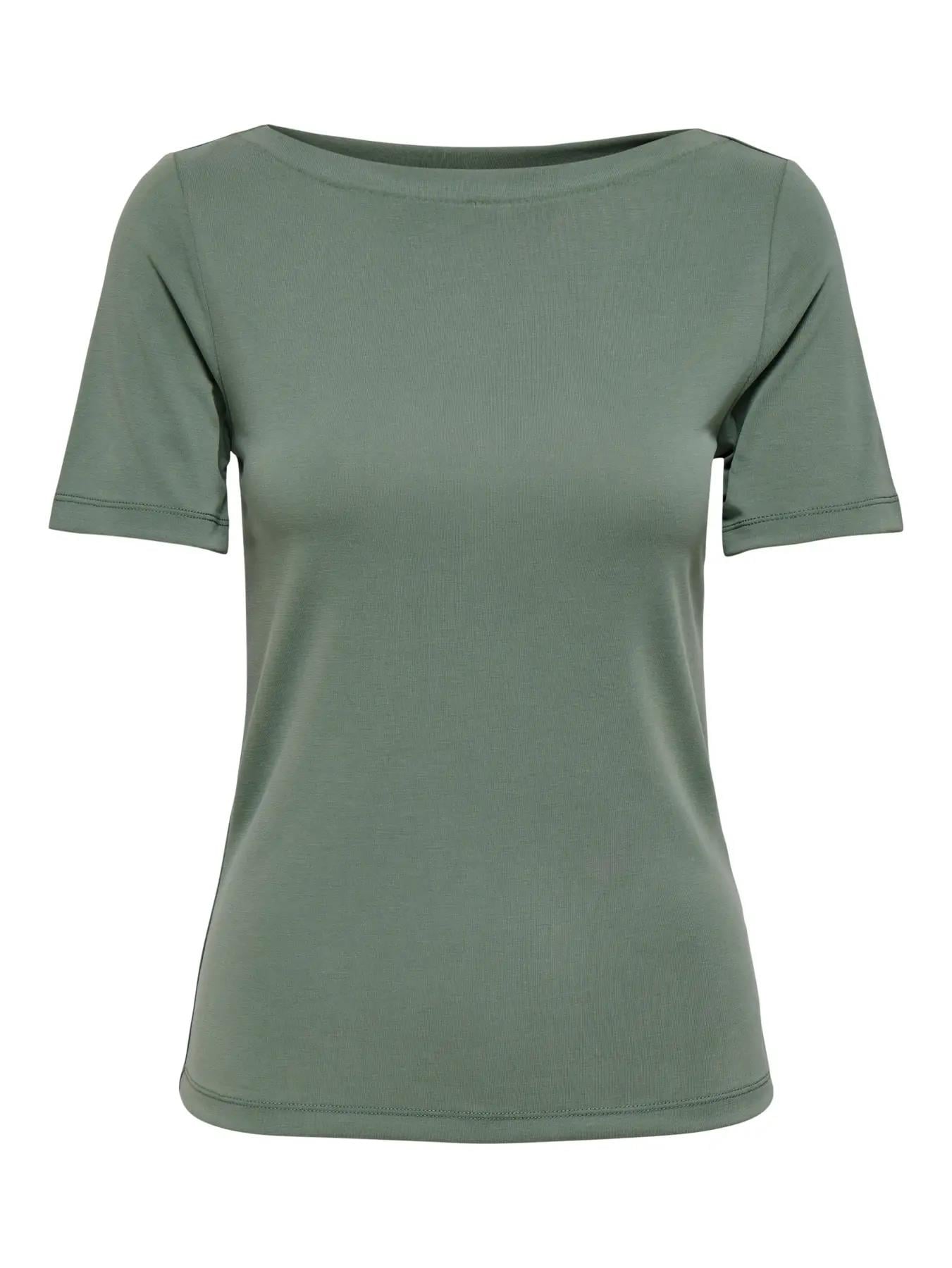 Only Kadın Kayık Yaka Yeşil T-Shirt - 15367559 - Only - 15367559