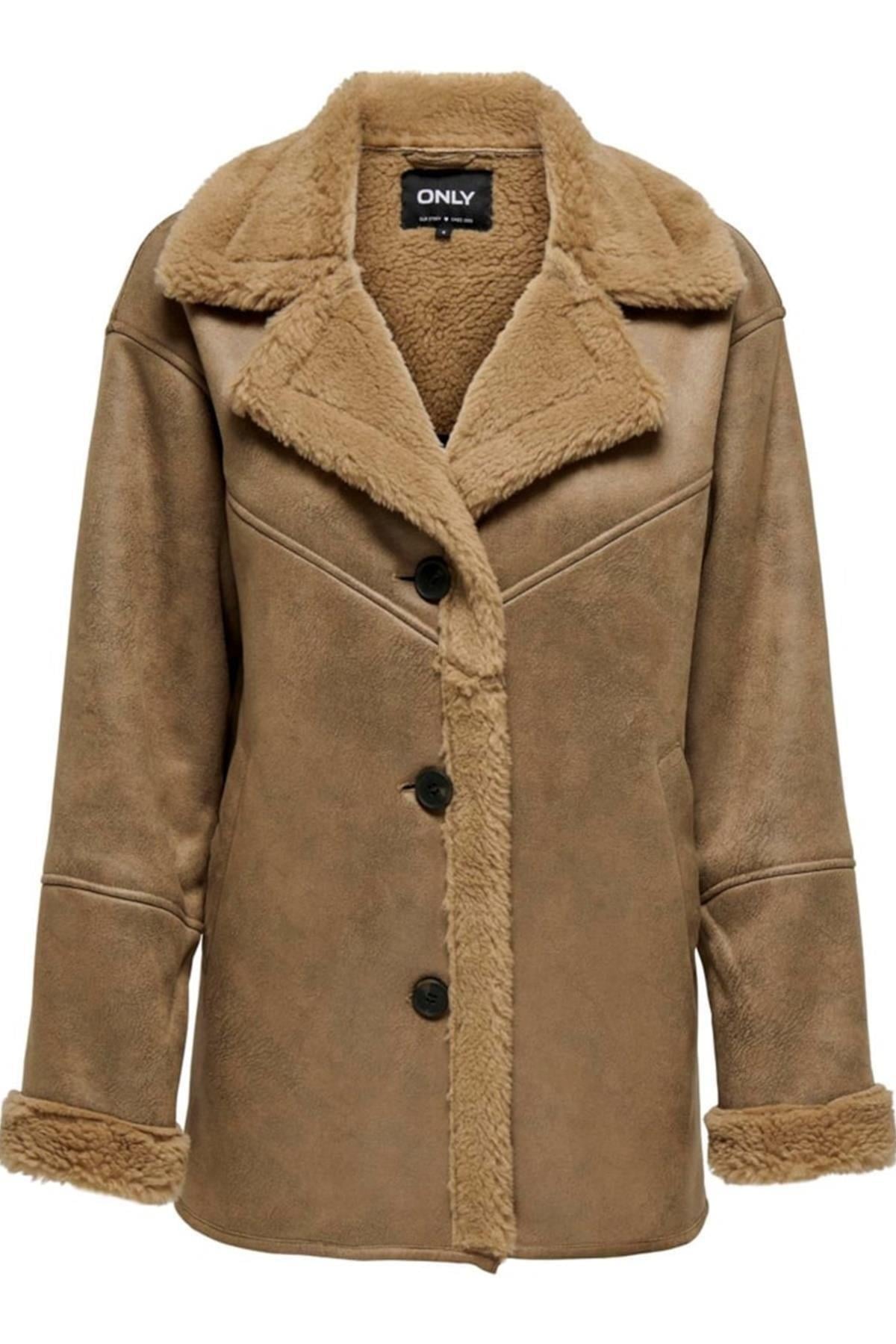 Only Kadın Onlylva Coat Taba Kürklü Mont - 15322037 - Only - 15322037