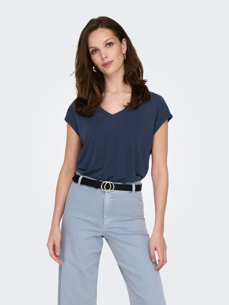 Only Kadın Regular Fit V Yaka Basic T-Shirt - 15326642 - Only - 15326642-V