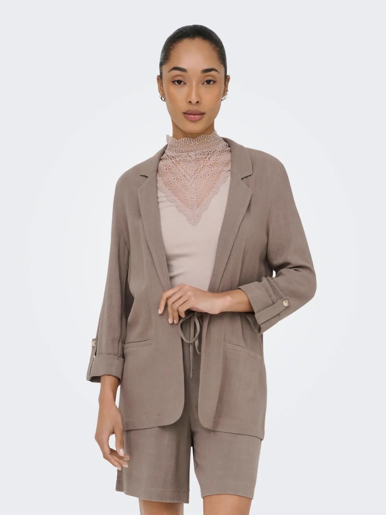 Only Kadın Şal Yaka Blazer Kahverengi Ceket - 15322274 - Only - 15322274-1