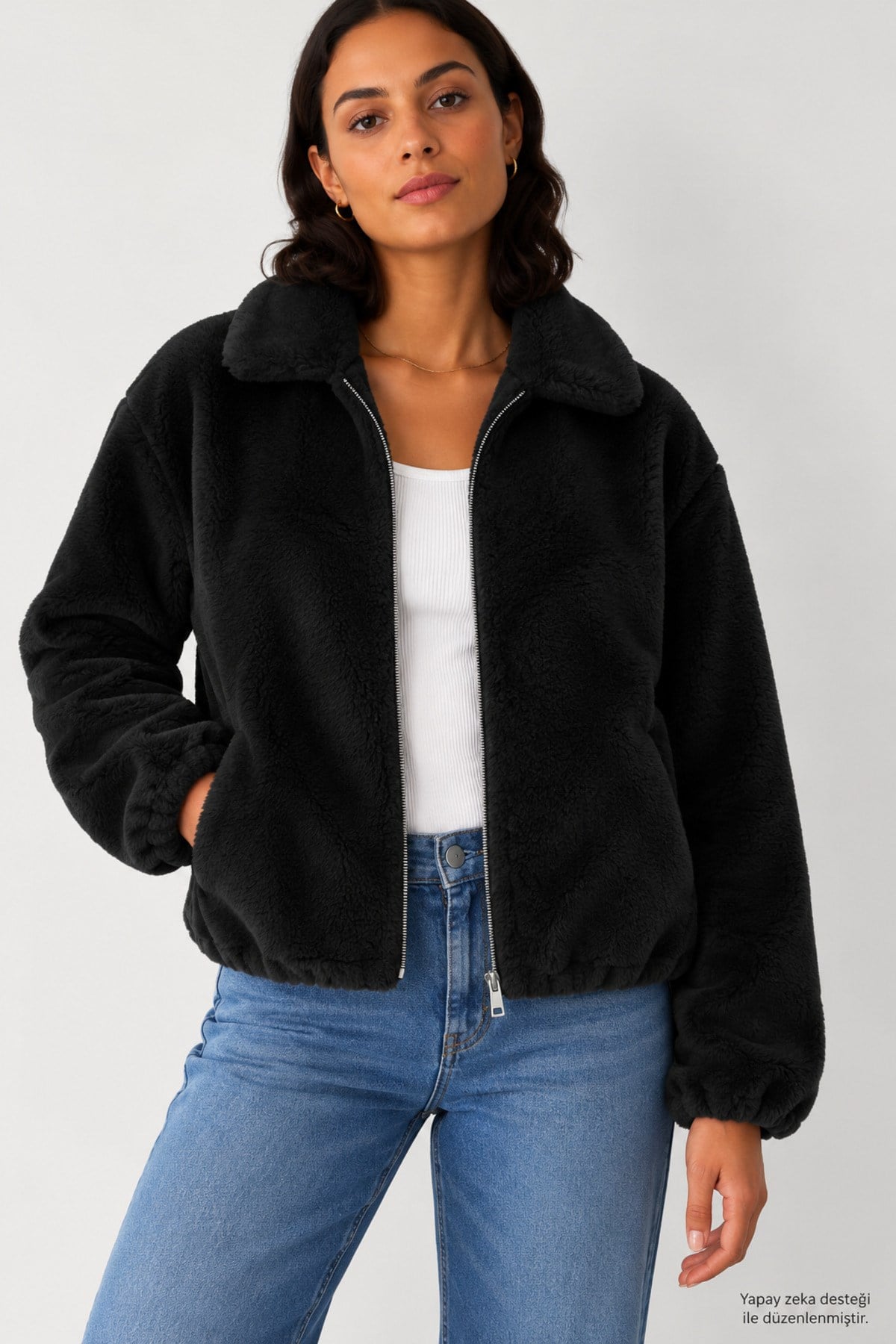 Only Kadin Siyah Onldana Life Faux Fur Jacket Peluş Ceket 15348987-Black - Only - 15348987-Black