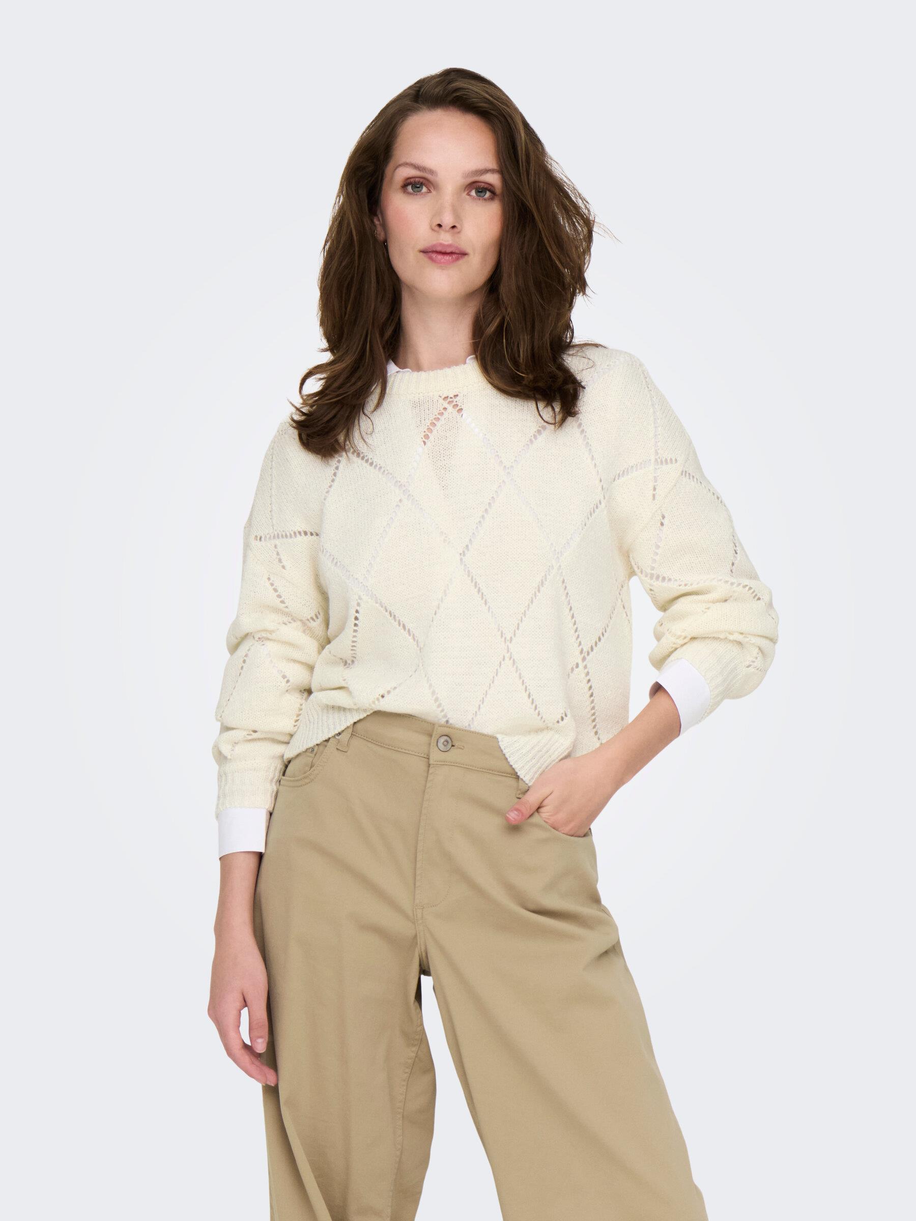 Only Kadın Yuvarlak Yaka Oversize Örme Kazak - 15339575 - Only - 15339575