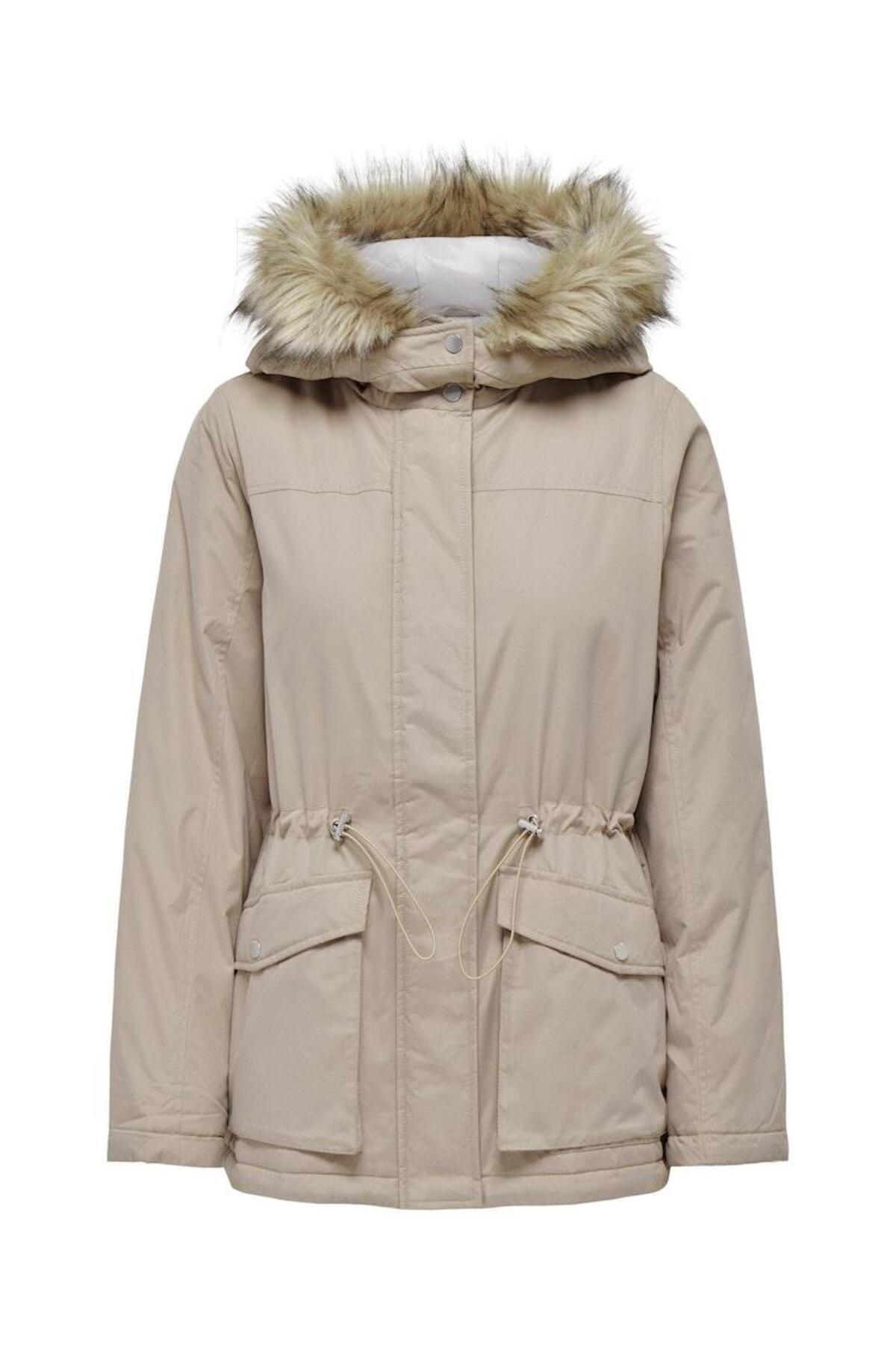 Only Lucia Kürklü Kapüşonlu Kadın Parka Mont 15293847 - Only - 15293847-Weathered
