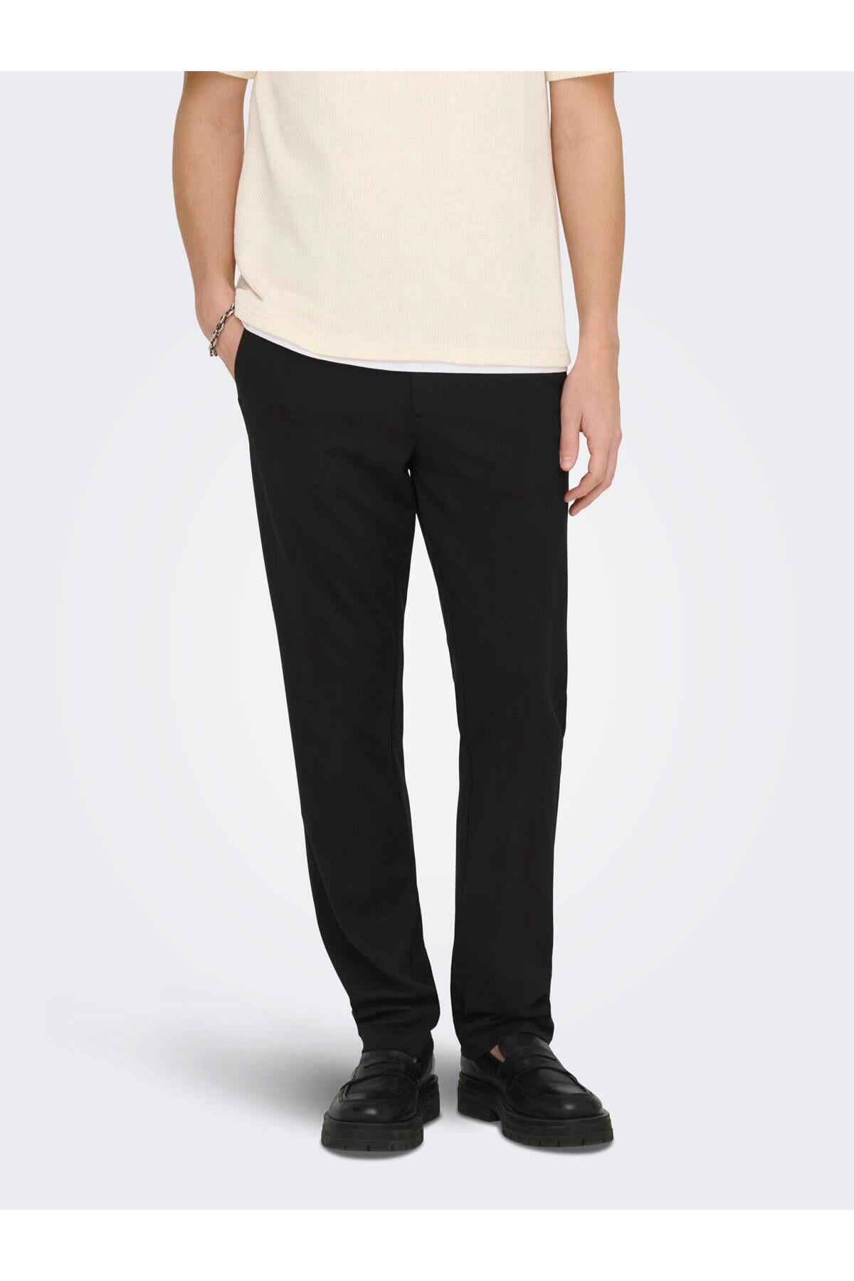 Only & Sons Erkek Normal Bel Siyah Pantolon - 22037907 - Only & Sons - 22037907