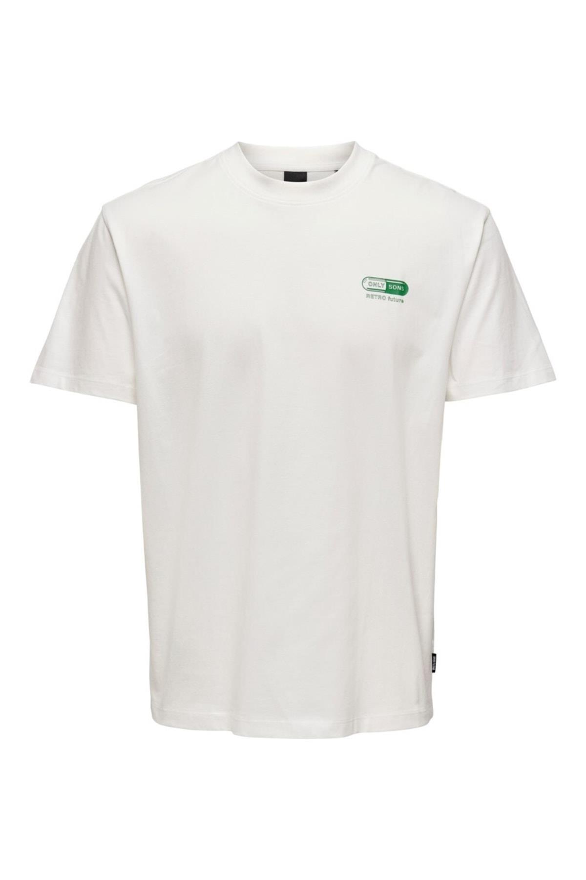 Only & Sons Erkek Pamuklu T-shirt Onsharold Retro Future  -  22024789 - Only & Sons - 22024789