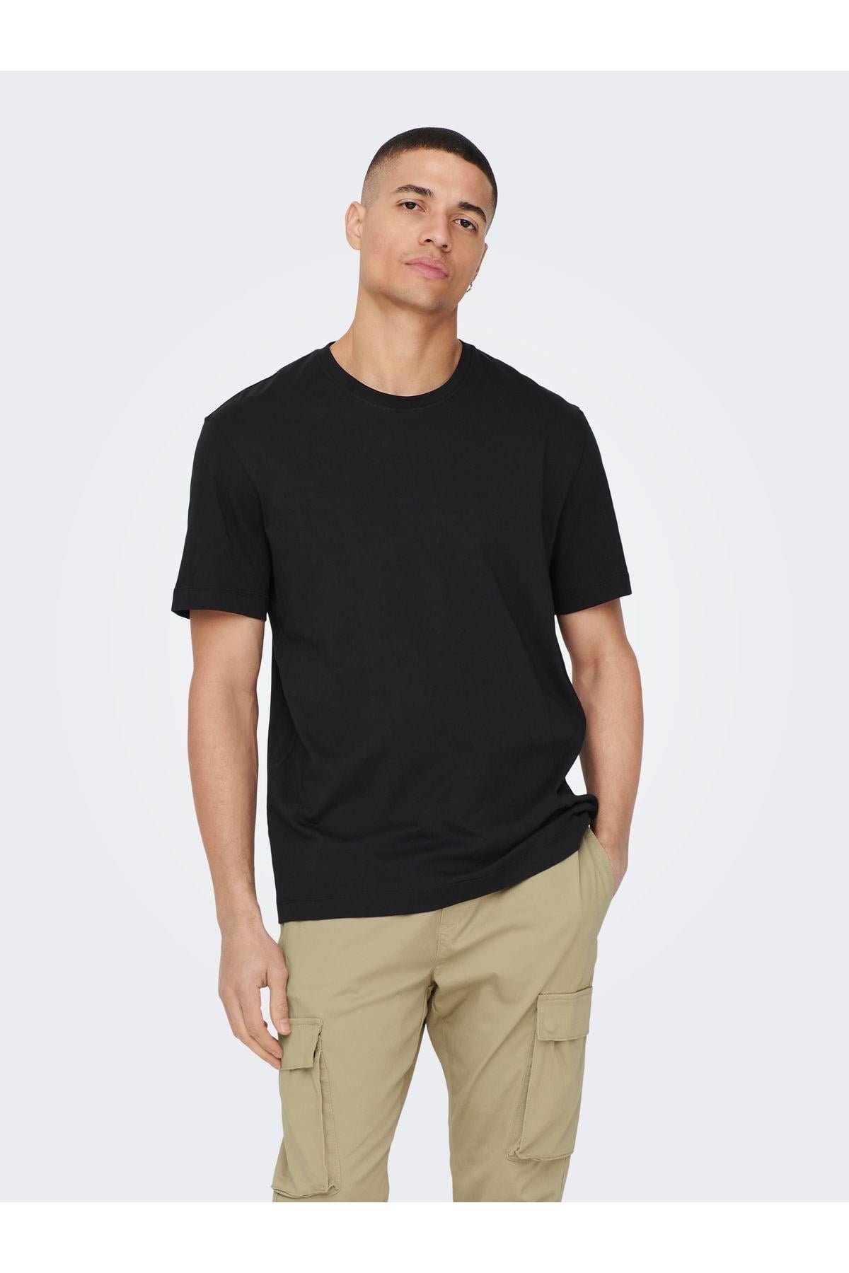 Only & Sons Erkek Regular Fit %100 Pamuk Basic T-Shirt - 22025208 - Only & Sons - 22025208