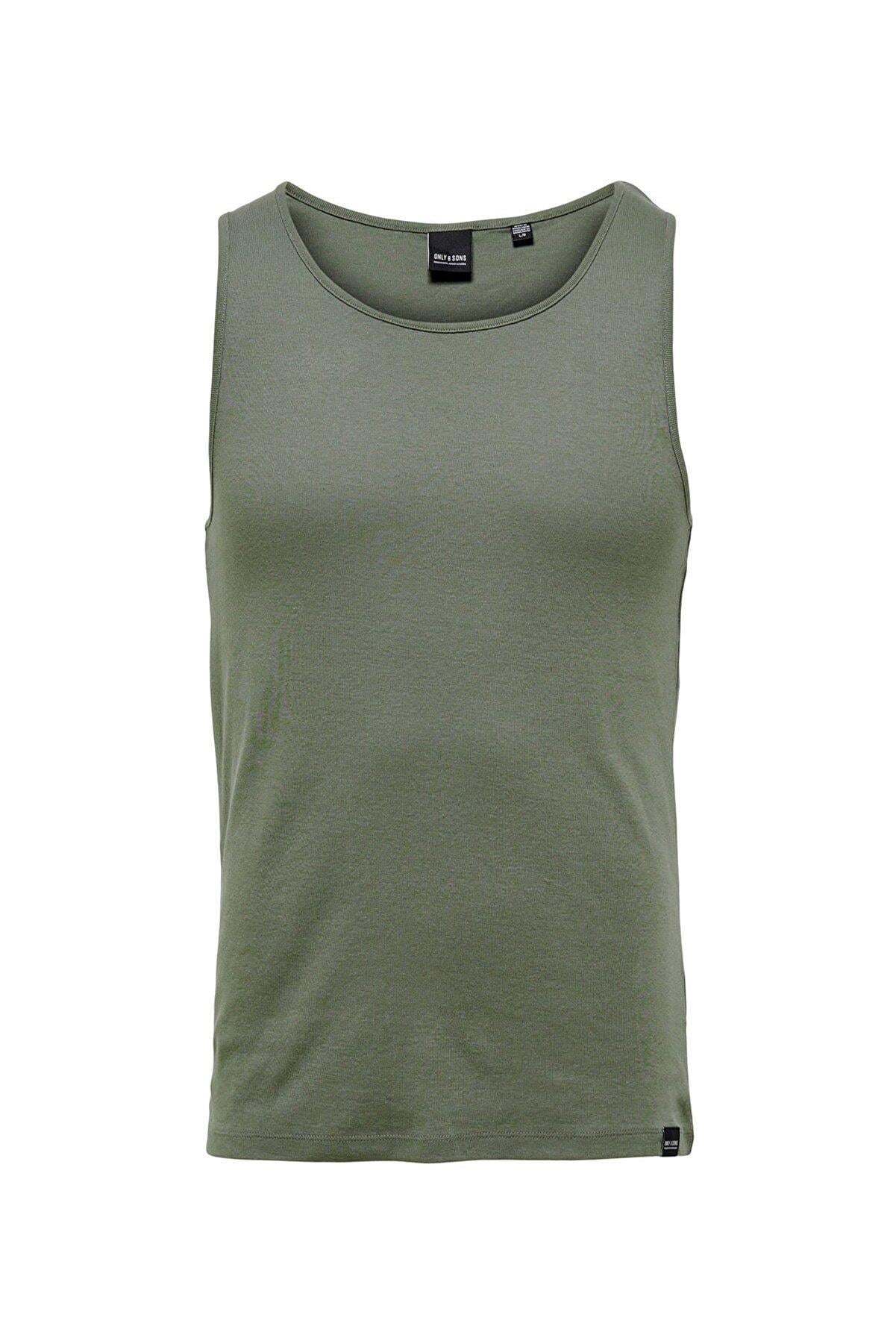 Only & Sons Erkek Slim Düz Fit Yeşil Atlet Tank Top - 22022666 - Only & Sons - 4-22022666