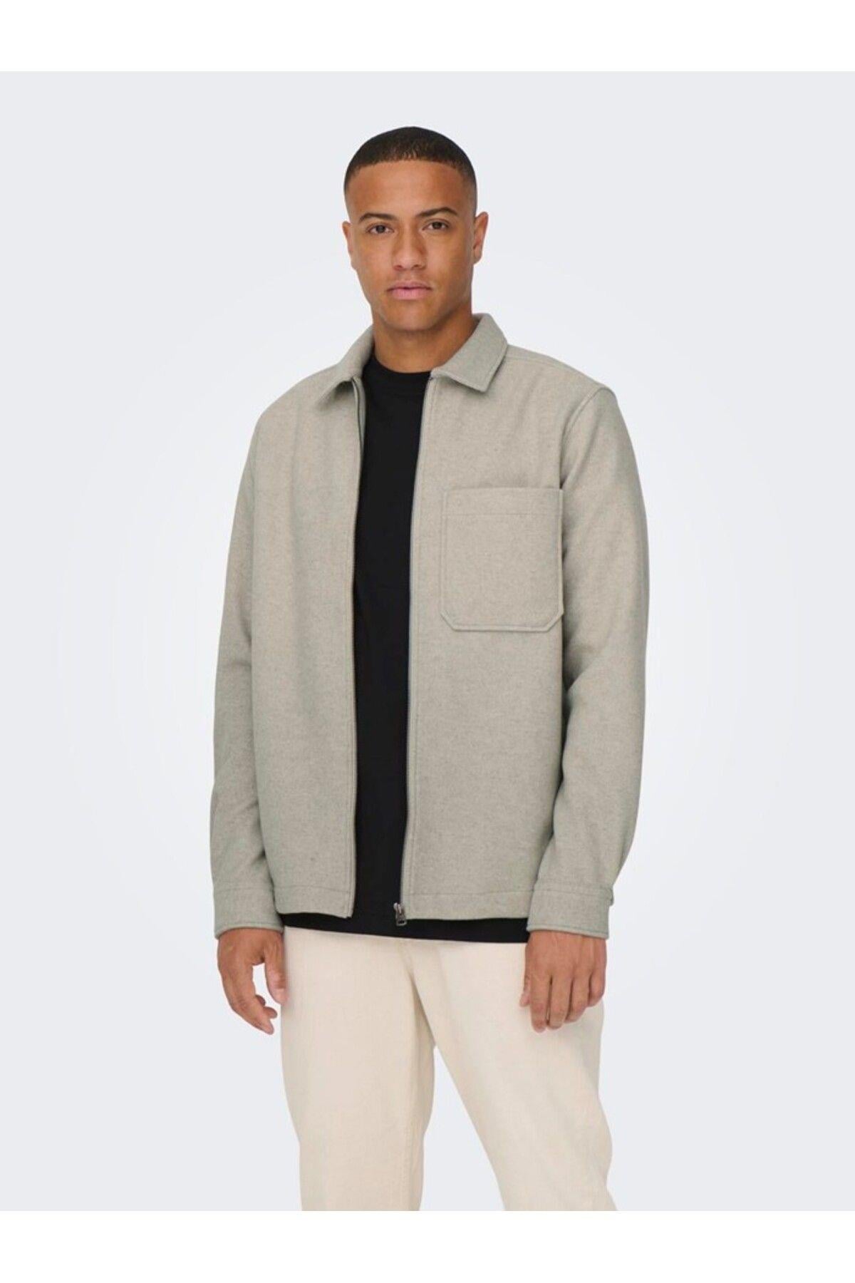 Only & Sons Erkek Yakalı ve Fermuarlı Ceket - 22026312 - Only & Sons - 22026312