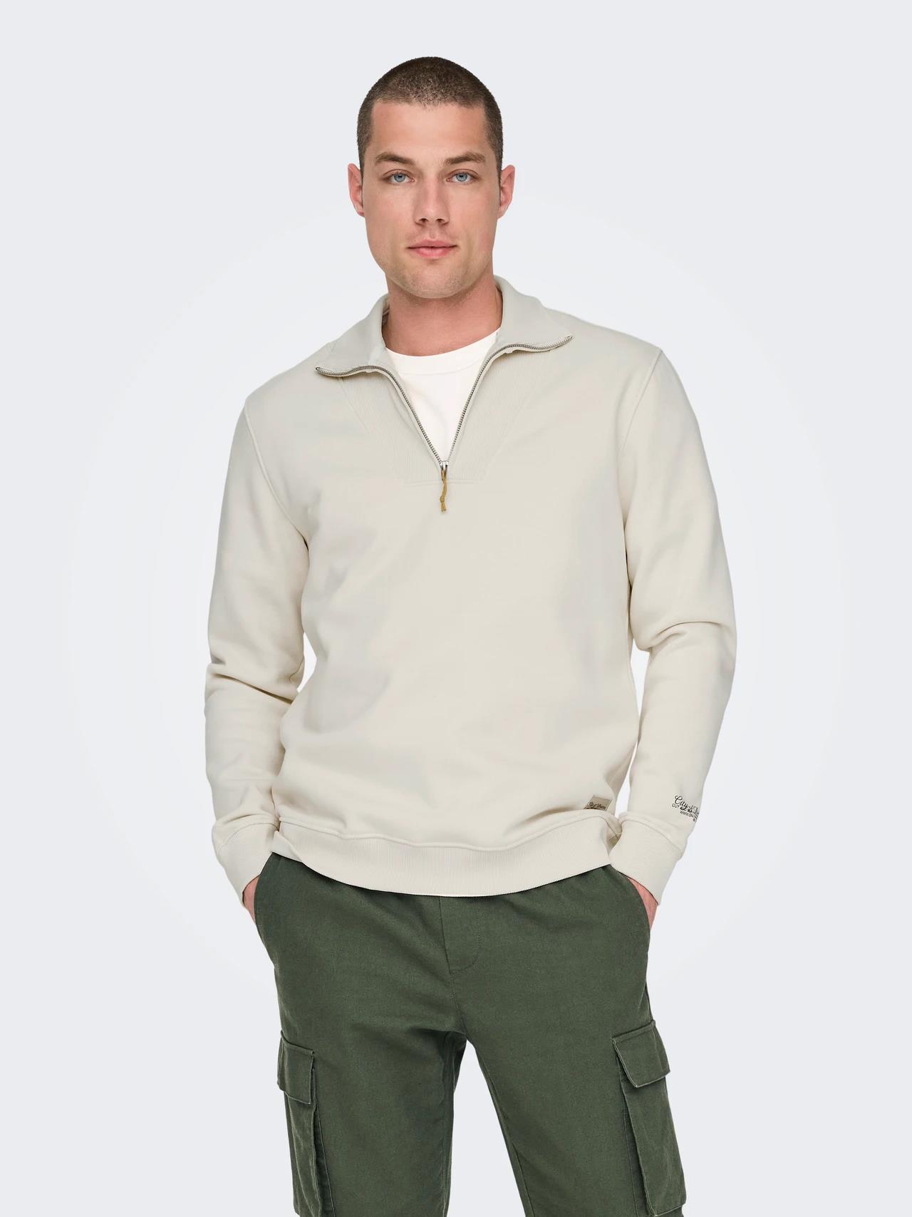 Only & Sons Erkek Yarım Fermuarlı Dik Yaka Sweatshirt - 22030160 - Only & Sons - 22030160