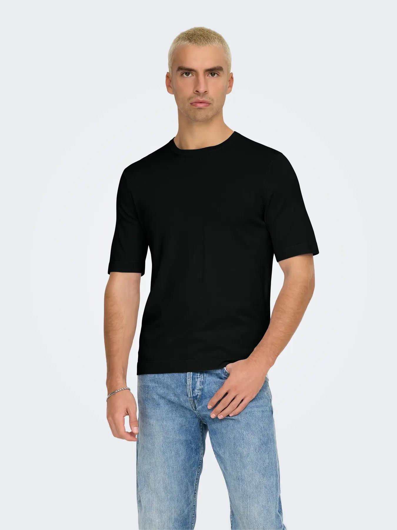 Only & Sons Erkek Yuvarlak Yaka Basic Örme T-Shirt - 22022928 - Only & Sons - 22022928-T