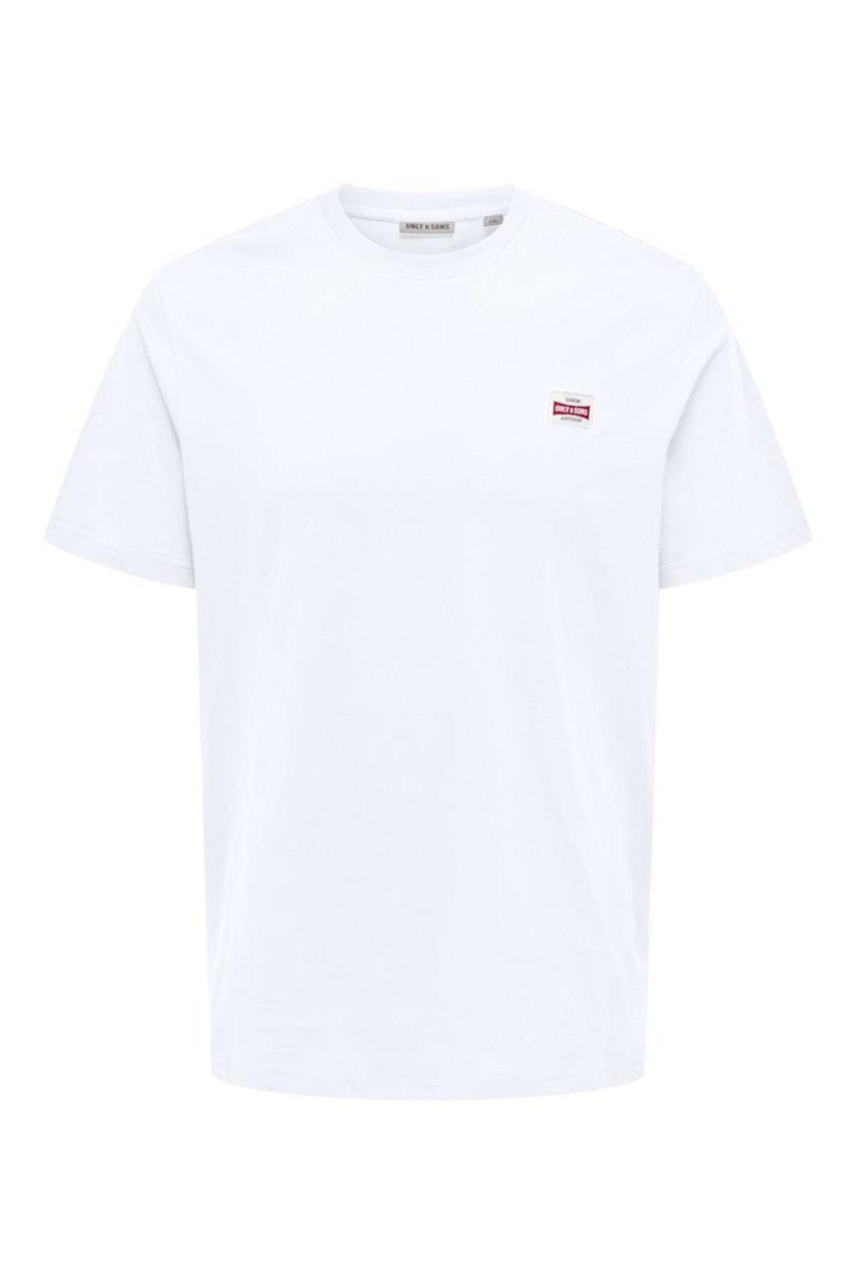 Only & Sons Erkek Yuvarlak Yaka Regular Fit Beyaz T-Shirt - 22033190 - Only & Sons - 22033190-3