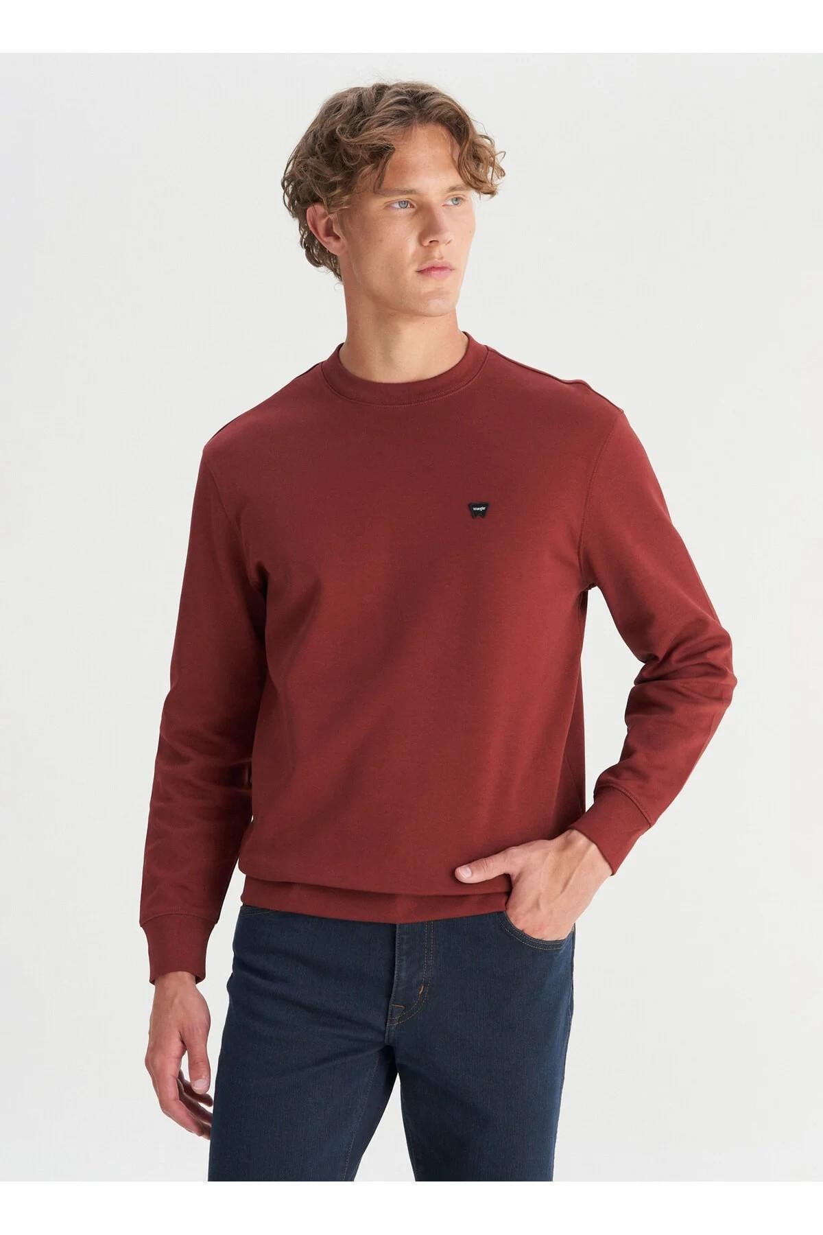 Wrangler Bisiklet Yaka Bordo Erkek Sweatshirt-W2520255169 - Wrangler - 5003317654