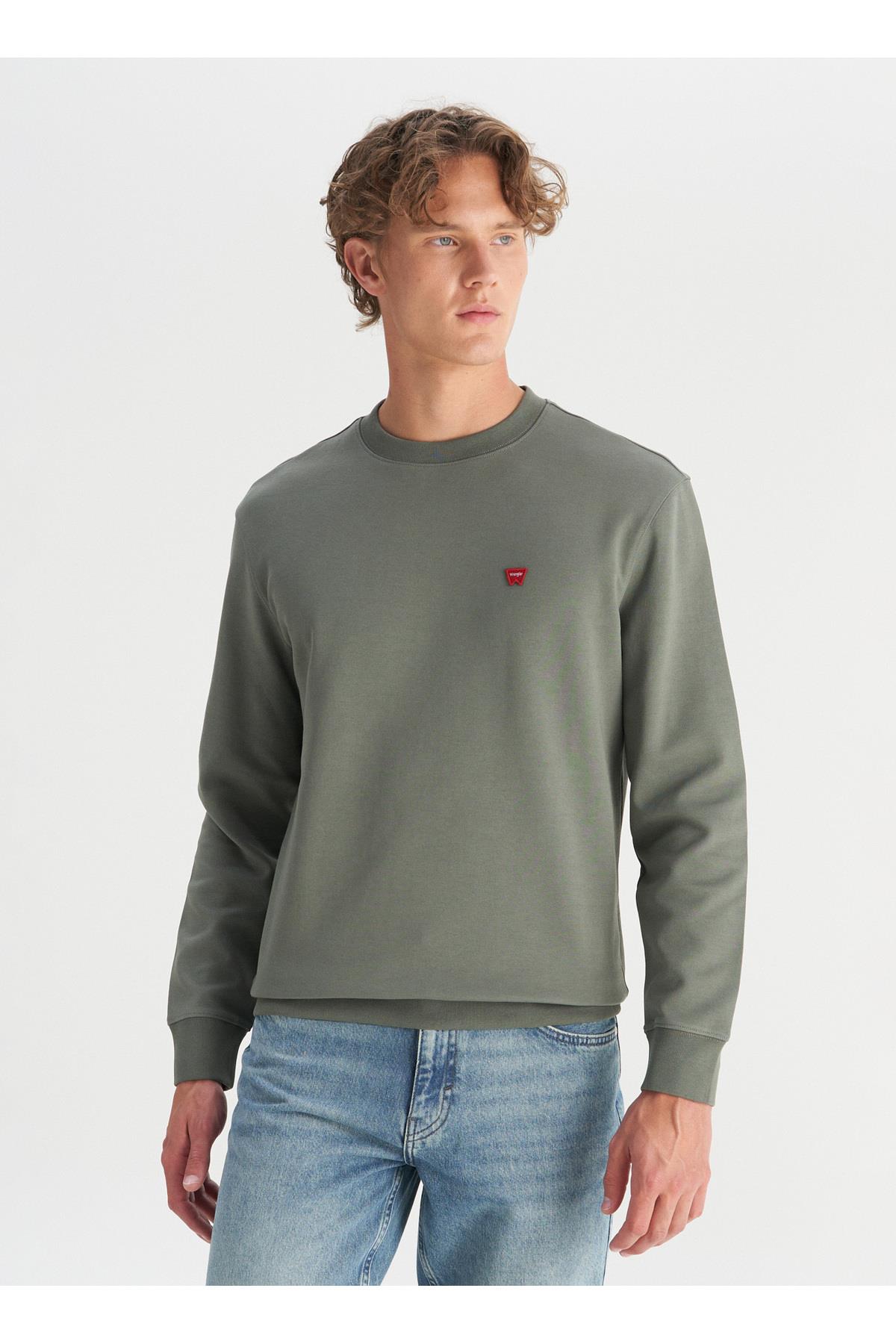 Wrangler Bisiklet Yaka Haki Erkek Sweatshirt-W2520255801 - Wrangler - 5003317607