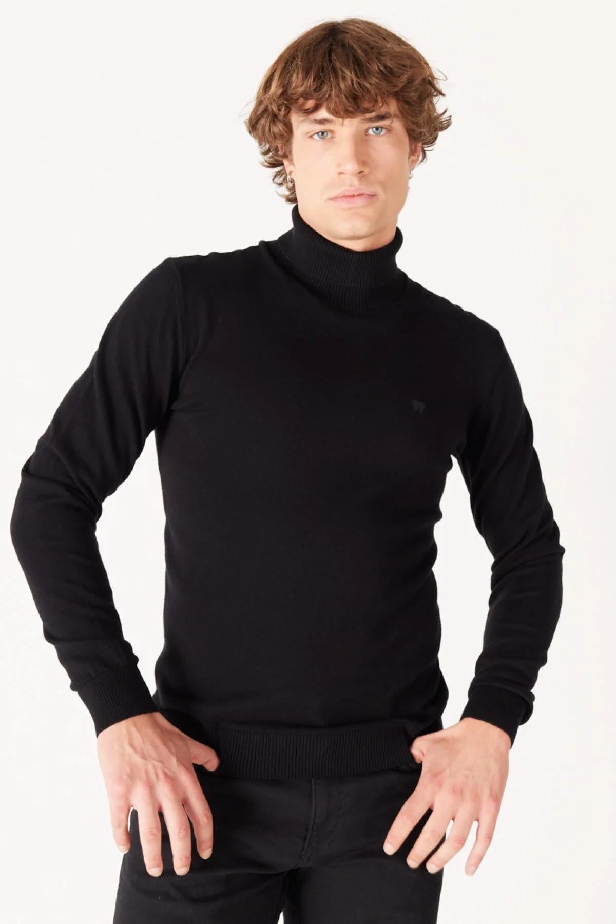 Wrangler Erkek Balıkçı Yaka Siyah Kazak - W8D42P100 - Wrangler - W8D42P100