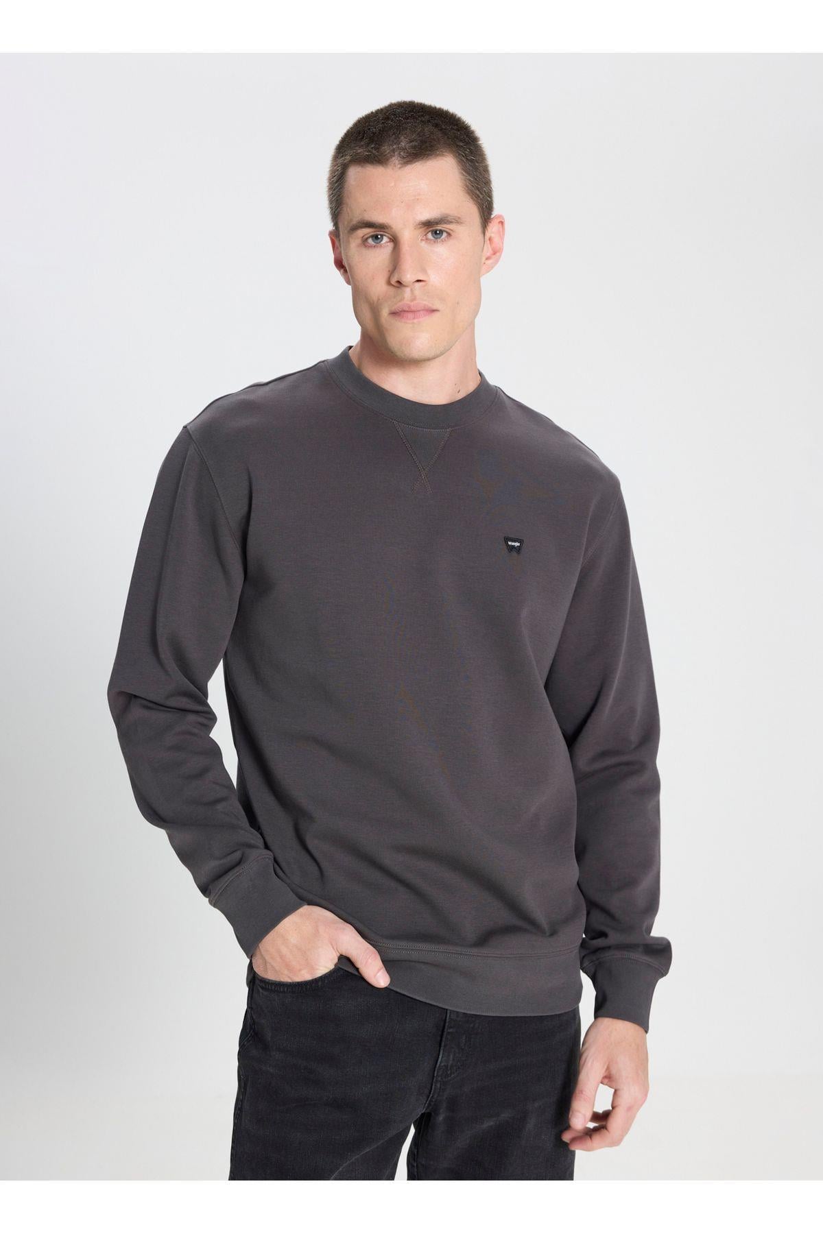 Wrangler Erkek Bisiklet Yaka Antrasit Siyah Logo Sweatshirt -  - Wrangler - 5003211816