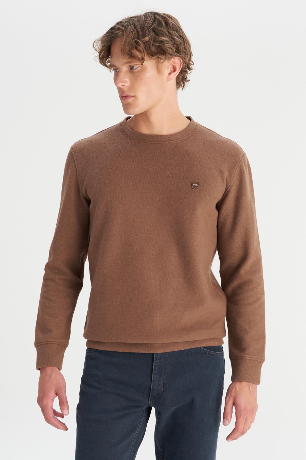 Wrangler Erkek Kahverengi Regular Fit Bisiklet Yaka Sweatshirt-W242262 - Wrangler - W242262-2