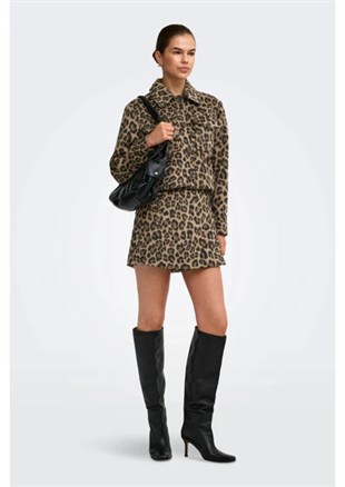 Only Bayan Onlemilia Leopar Desenli Kısa Ceket - 15374105 - Only - 15374105