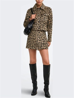 Only Bayan Onlemilia Leopar Desenli Şort Etek - 15374110 - Only - 15374110