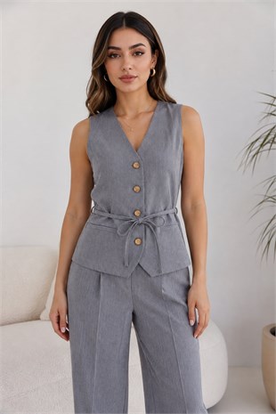 ONLY KADIN ONLNIVA S/L BELT GRİ YELEK - 15376495 - Only - 15376495