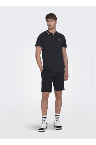 Only & Sons Düz Siyah Erkek Polo T-Shirt - 22024827 - Only & Sons - 22024827-1