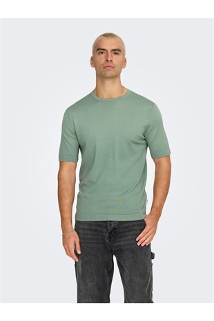 Only & Sons Erkek Düz Basic Yeşil T-Shirt-22022928 - Only & Sons - 22022928-5