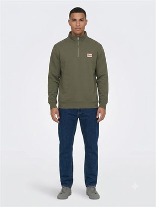 Only & Sons Erkek ONSDAWSON REG LS HALF SWEATSHİRT YEŞİL - 22039036  - Only & Sons - 22039036-1