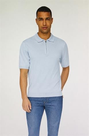 Only & Sons Erkek Yarım Fermuarlı Mavi T-Shirt - 22028606 - Only & Sons - 22028606-3