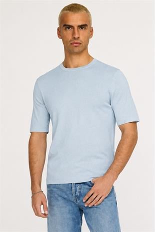 Only & Sons Erkek Yuvarlak Yaka Düz Mavi T-Shirt - 22022928 - Only & Sons - 22022928-2