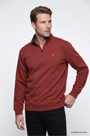 Wrangler Erkek Yarım Fermuar Selanik Kırmızı Sweatshirt - W2620081500 - Wrangler - W2620081500-B