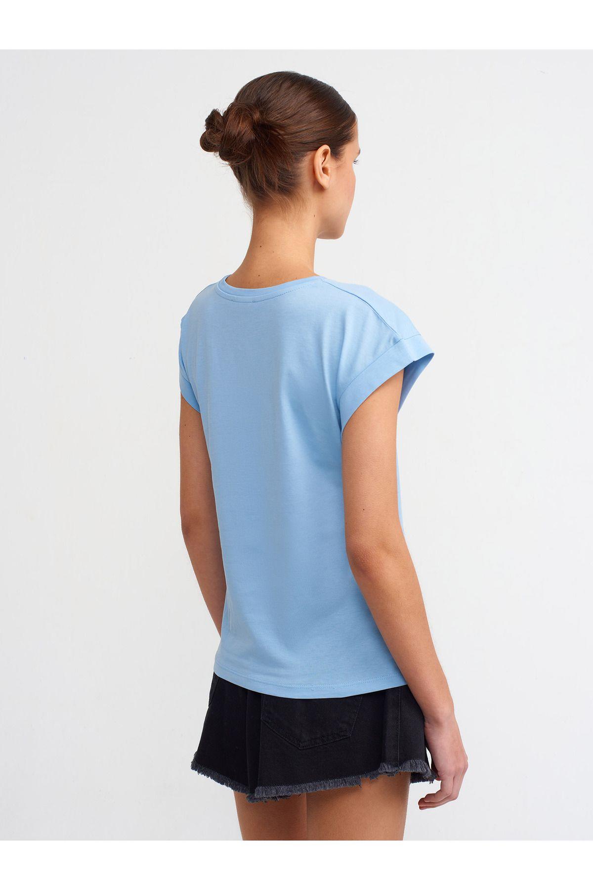 Dilvin Kadın Bisiklet Yaka Penye T-Shirt - 3504 · 5