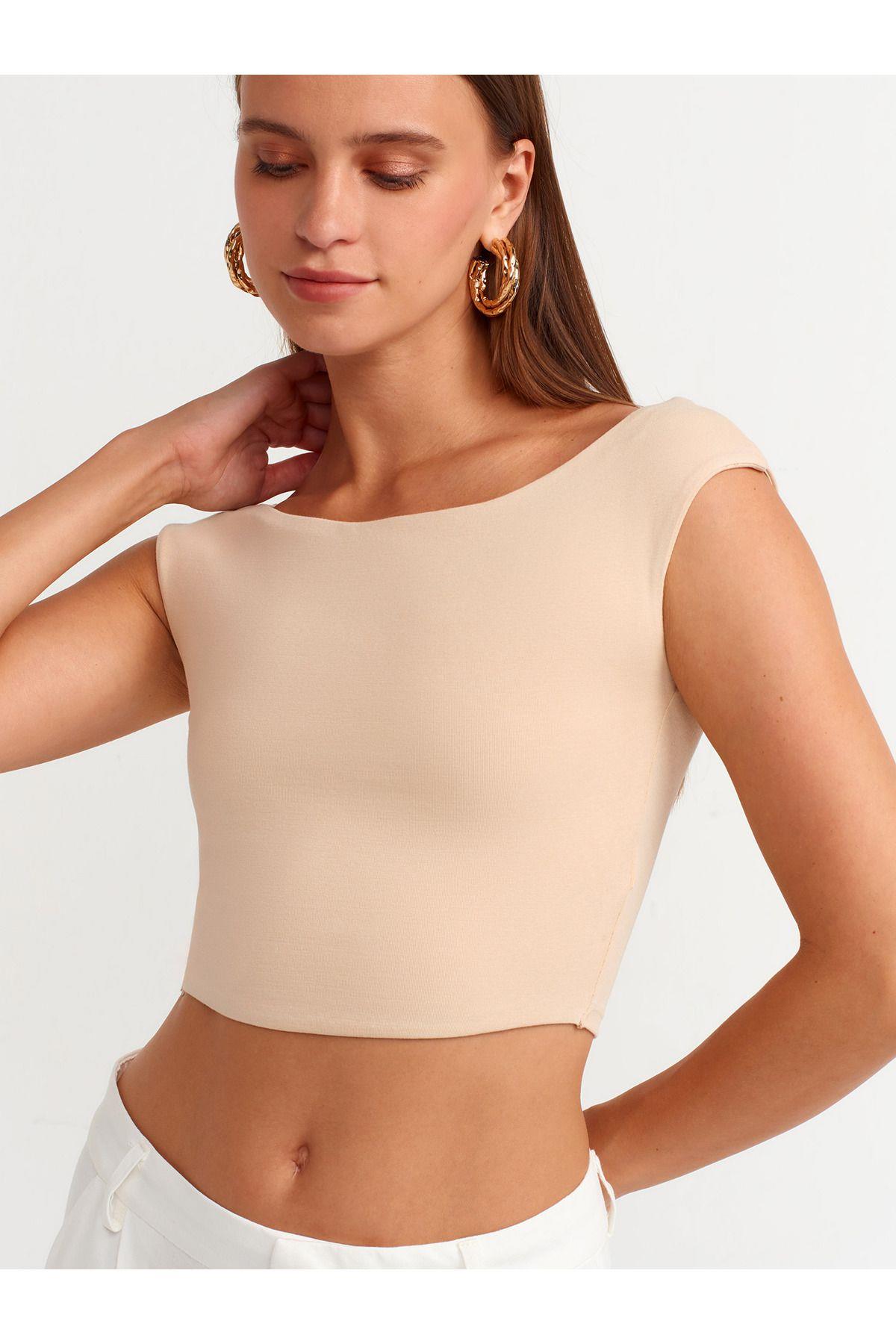 Dilvin Kadın Kayık Yaka Crop Top -  20869 · 13