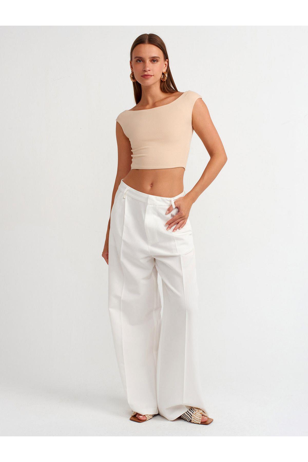 Dilvin Kadın Kayık Yaka Crop Top -  20869 · 21