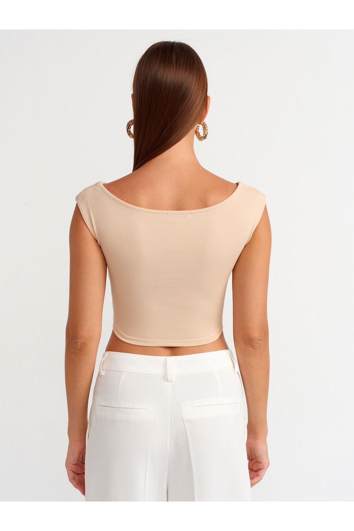 Dilvin Kadın Kayık Yaka Crop Top -  20869 · 36