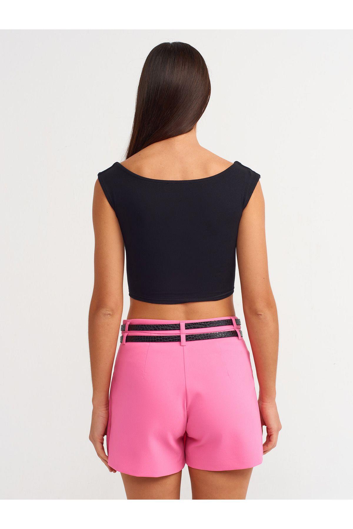Dilvin Kadın Kayık Yaka Crop Top -  20869 · 17