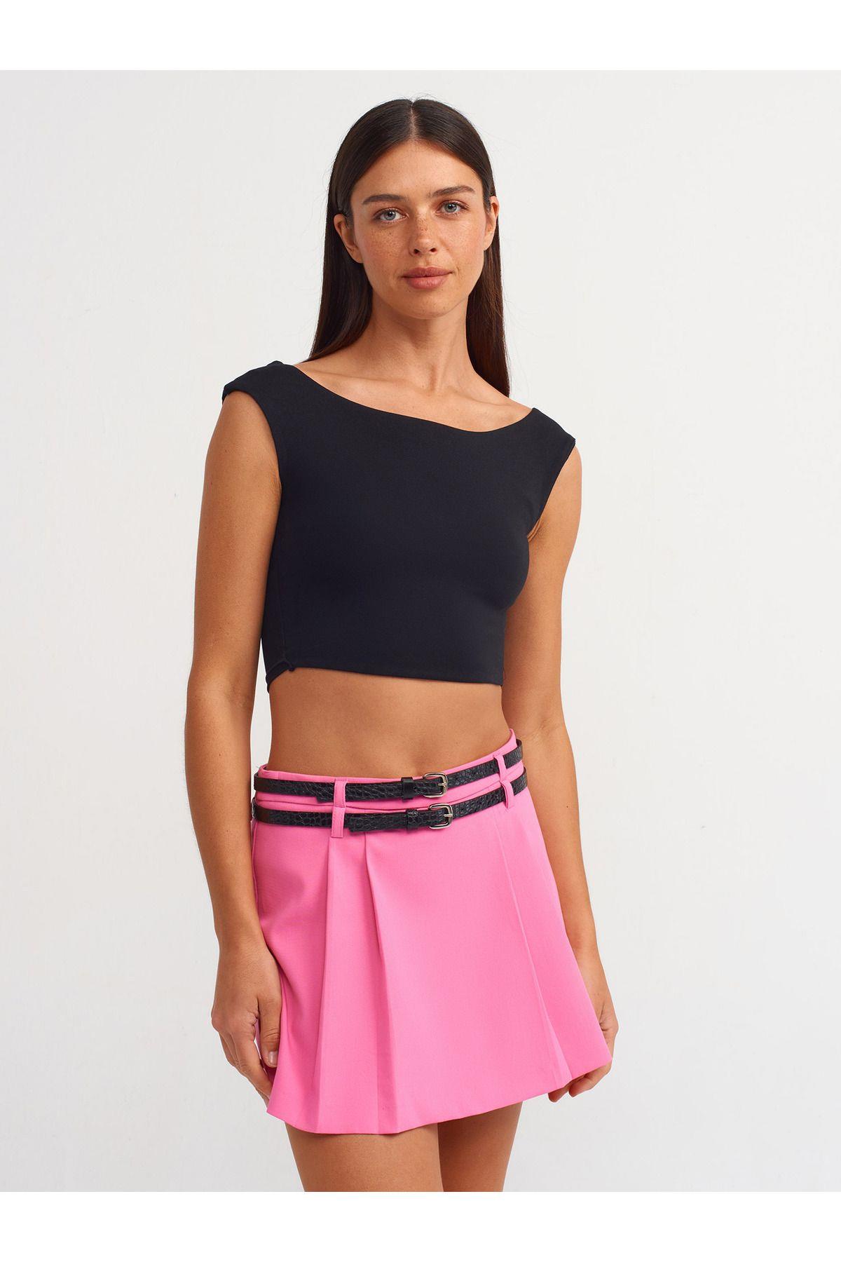 Dilvin Kadın Kayık Yaka Crop Top -  20869 · 29