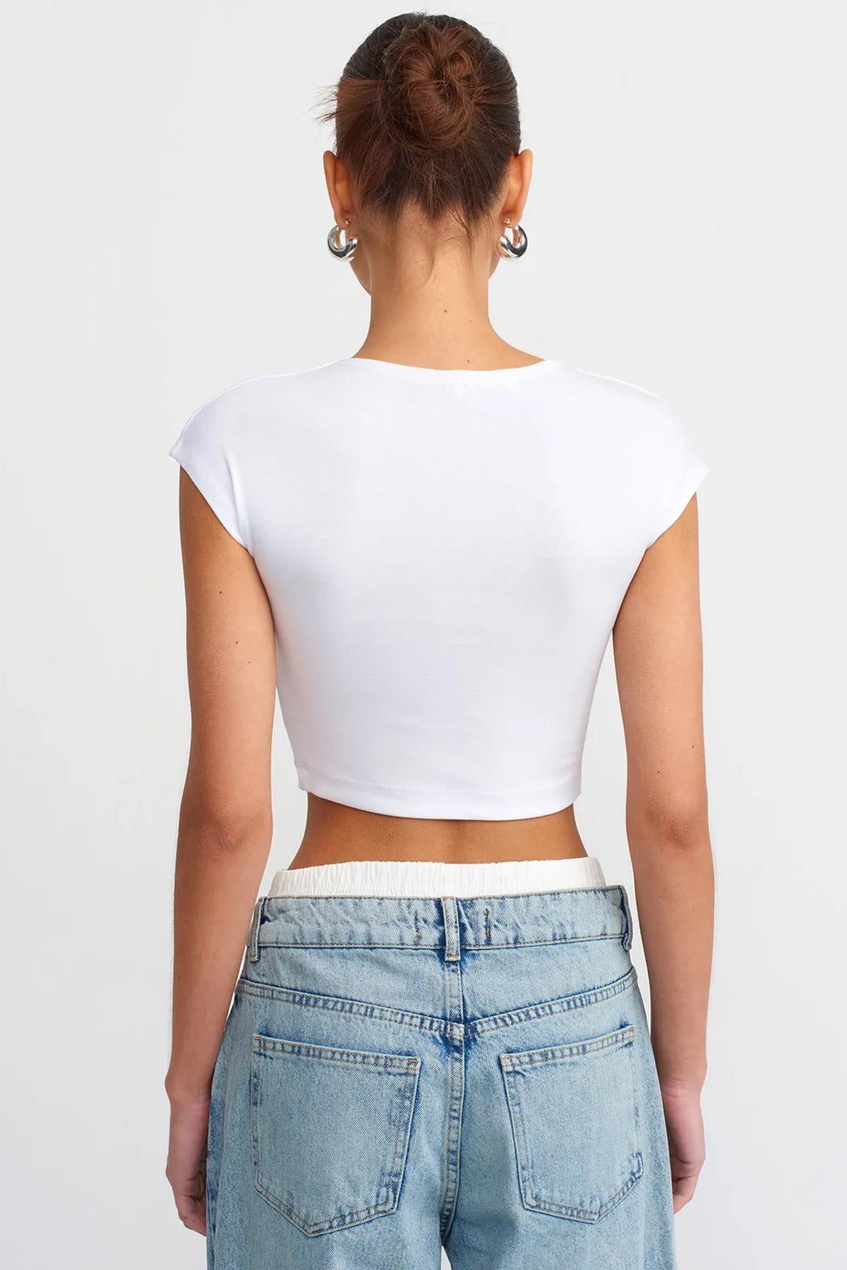 Dilvin Kadın Pamuk ve Modal Karışımlı Crop Top T-shirt - 30528 · 13