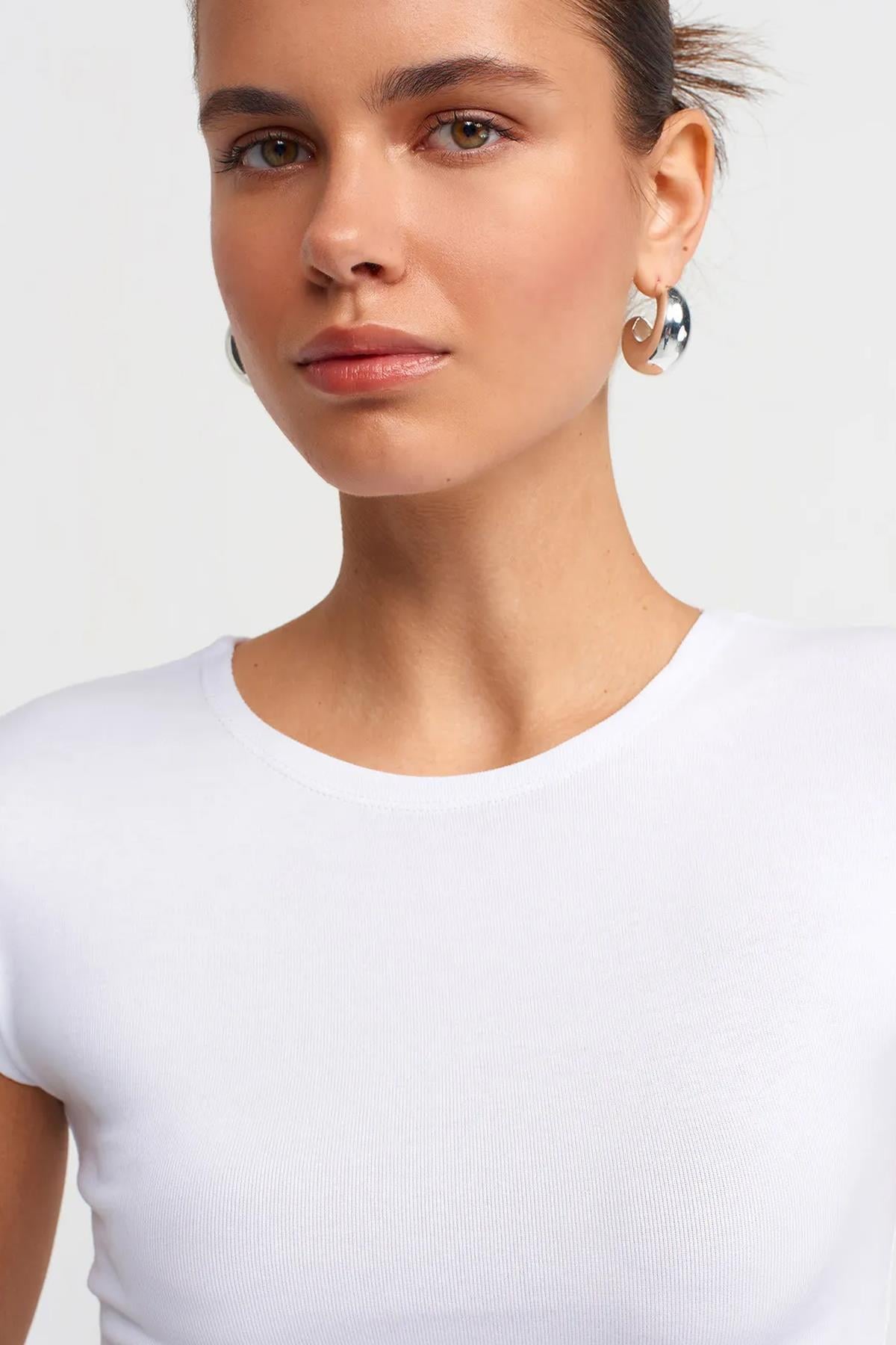 Dilvin Kadın Pamuk ve Modal Karışımlı Crop Top T-shirt - 30528 · 31