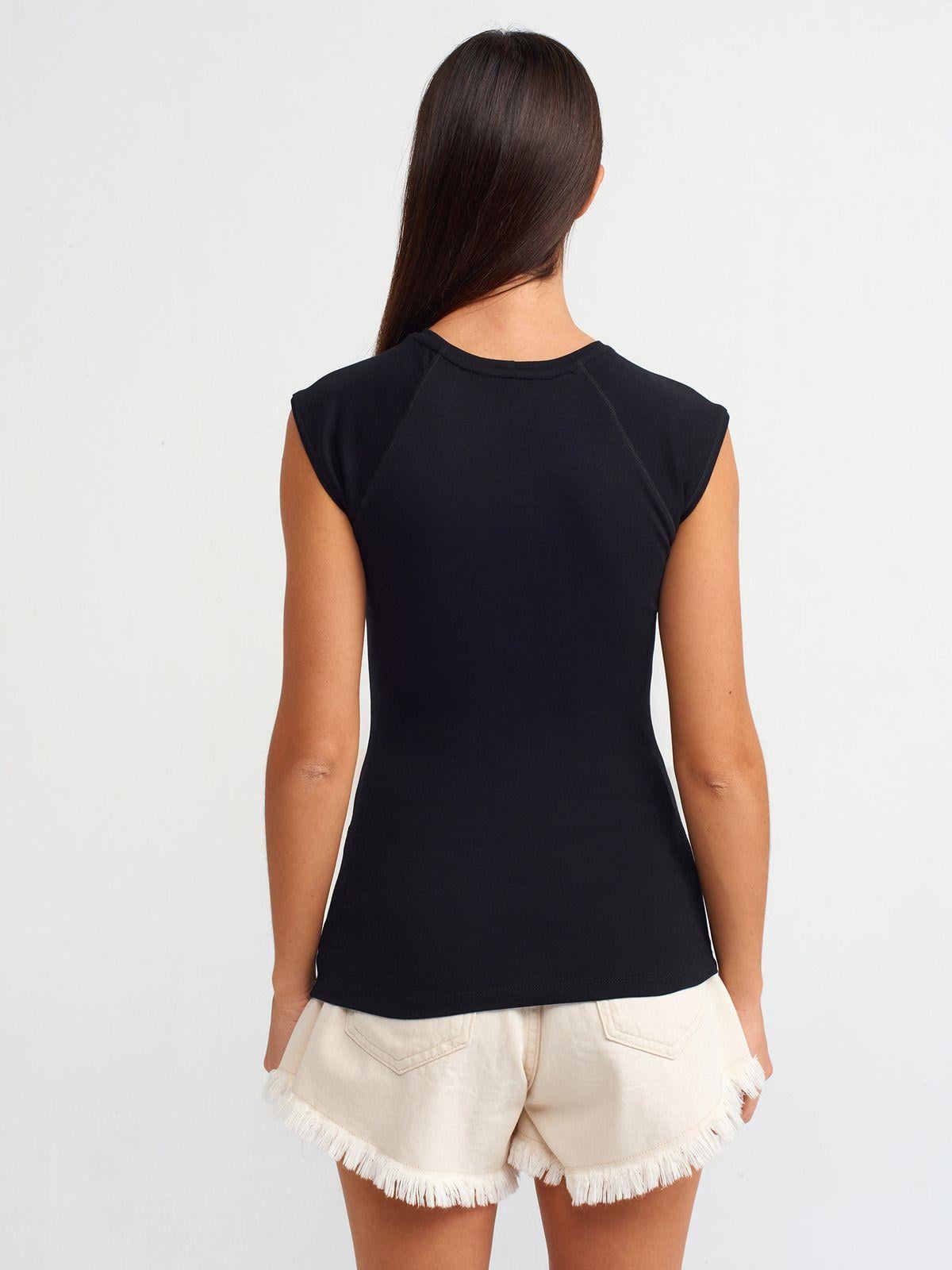 Dilvin Kadın Pamuklu Basic Bisiklet Yaka T-shirt-Siyah - 30811 · 8