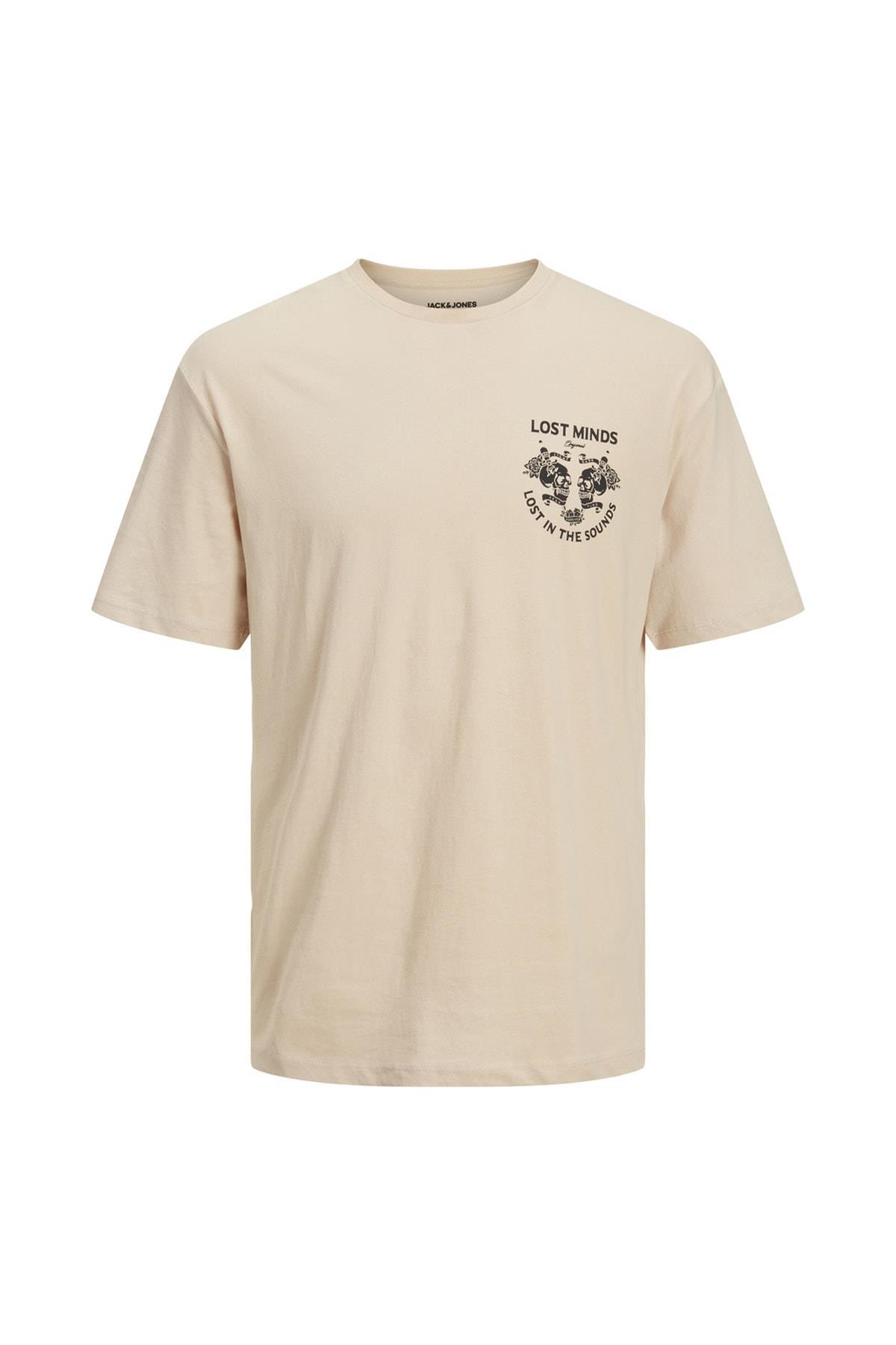 Jack & Jones Bisiklet Yaka Baskılı Koyu Bej Erkek T-shirt 12211712 · 20